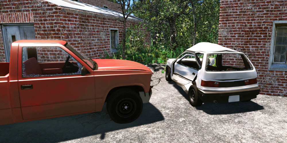 BeamNG.drive white and red cars